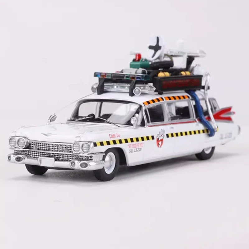 Ys 1:64 escala cadi ECTO-1 liga simulação modelo de carro coleção estática decorado presentes do feriado brinquedos lembrança presente