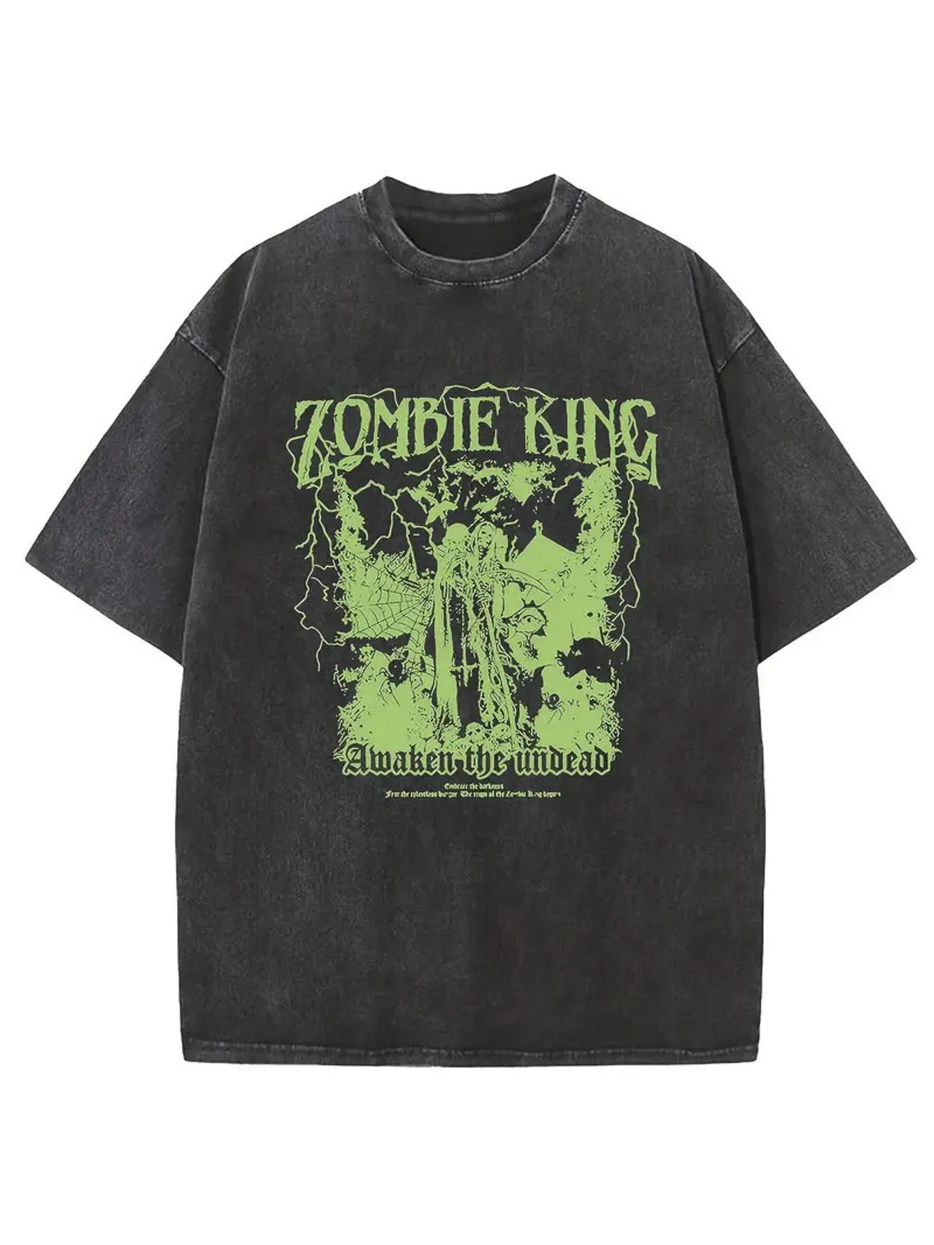 1 Piece, Water-Washed Awakening Magic Print T-Shirt, High-Quality Wax-Printed Retro Fashion T-Shirt, Suitable for Summer Thick T-Shirts, Holiday Gift