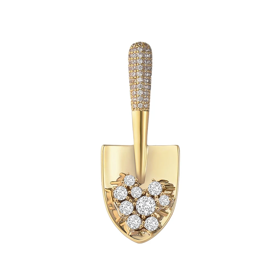 Women Girls Elegant Gold Color Crystal Shovel Brooches Pins Classic Small Size Creative Badges Corsage Party Wedding Buckle image 5