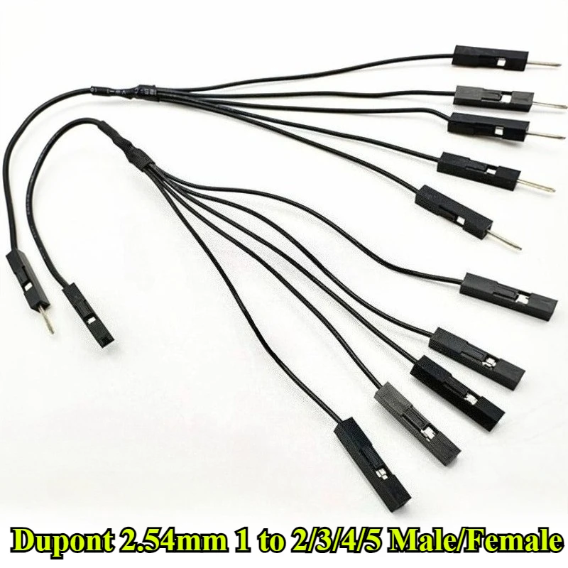 

Dupont Terminal Wire 2.54mm 1 Male/Female to 2/3/4/5 Female/Male Jumper Splitter 2P/3P/4P/5P Pins Jumper Splitter Adapter Cable
