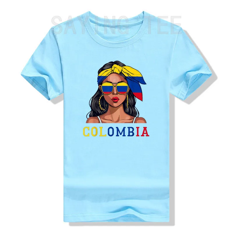 Colombianas Souvenirs Products Woman Flag Roots Colombia T-Shirt Girls Fashion Colombianos Proud Graphic Tee Short Sleeve Outfit