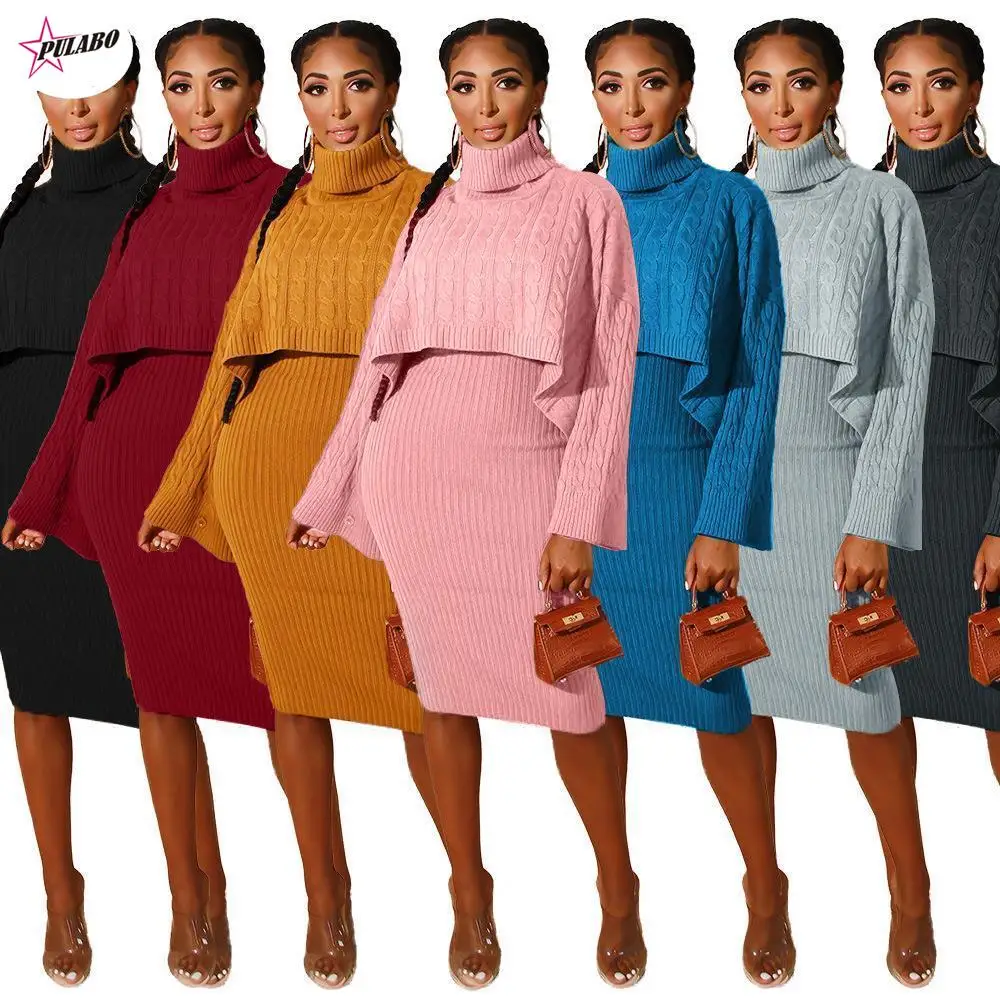 

Sexy TWO PIECE SET Mini Skirt Outfits Crop Top Flare Sleeve Sweater Dress Women Jumper Suit Rib Winter Orange Blazer Knitted PCS