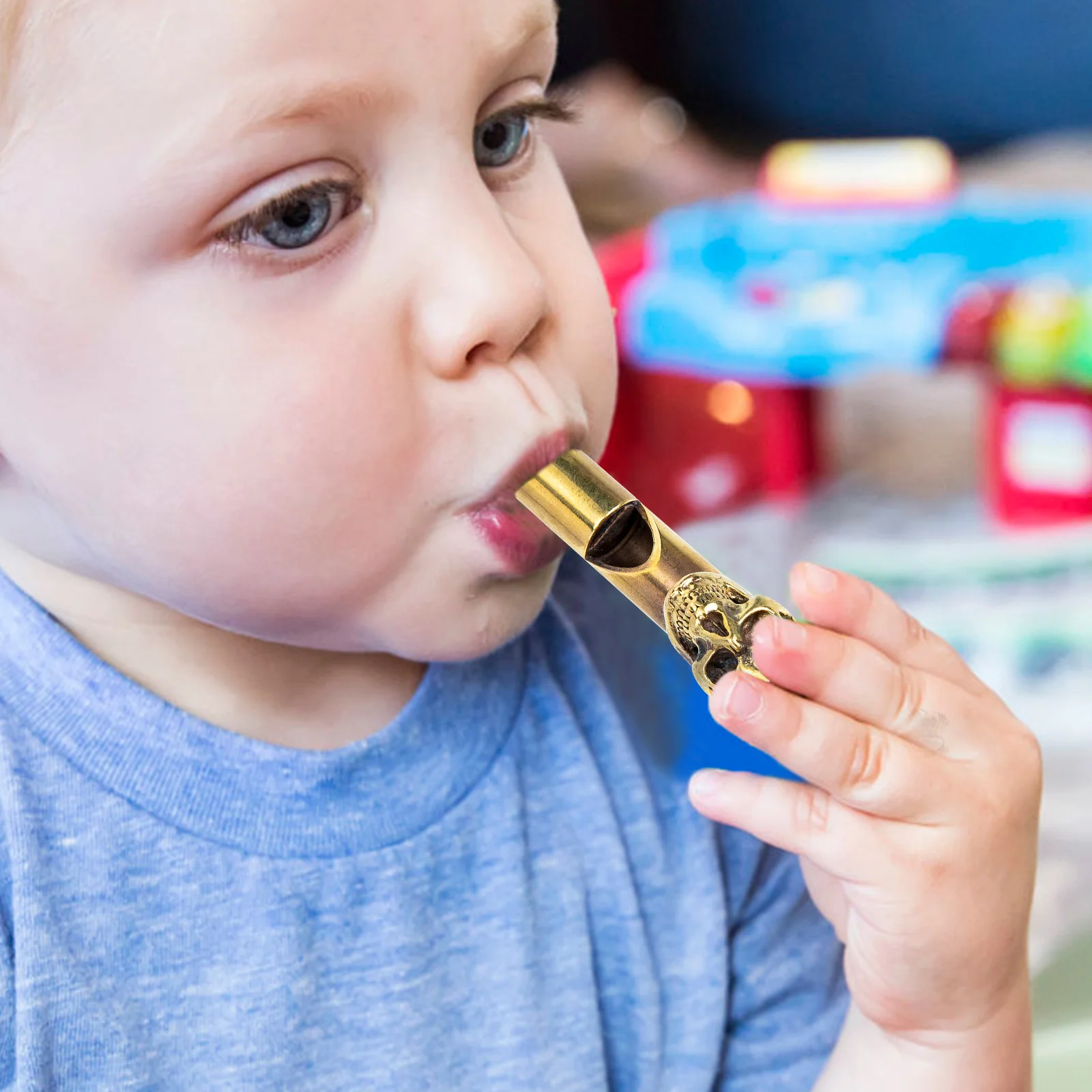 Skull Head Whistle Premium Copper Durable Spooky Design Emergency Safety Whistle Creative Party Decor Jewelry Accessory