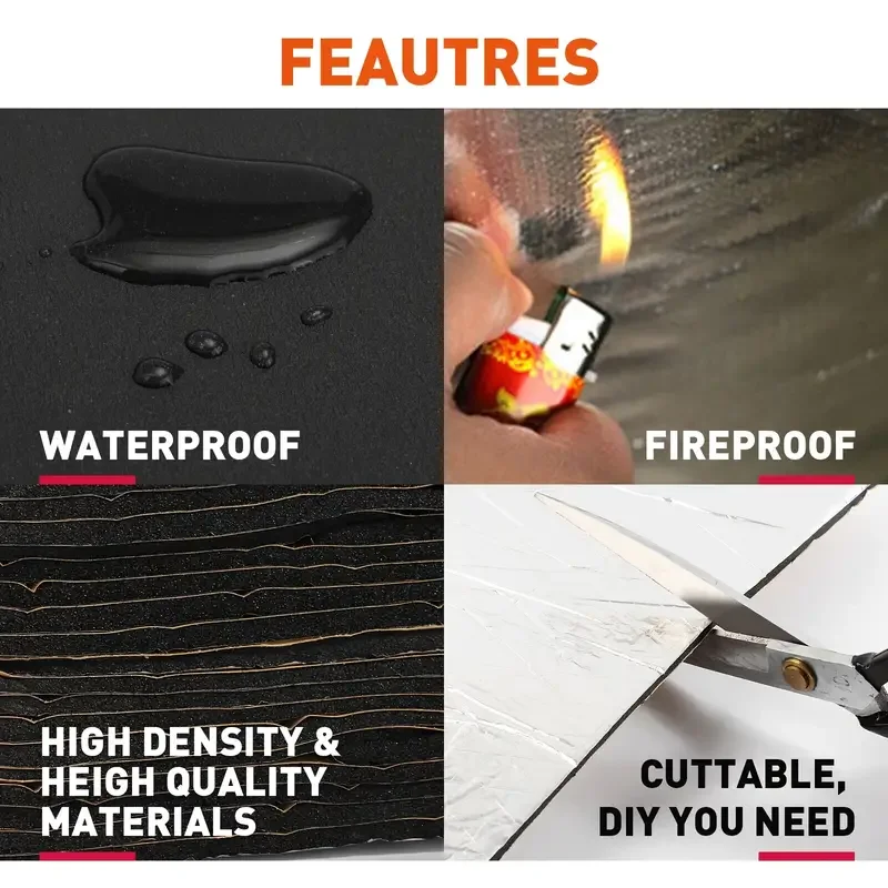 2000*500/250*400mm 5/10mm Car Sound Mat Proofing Deadener Heat Noise Insulation Deadening Mat Hood Closed Cell Foam Accessories - view 5