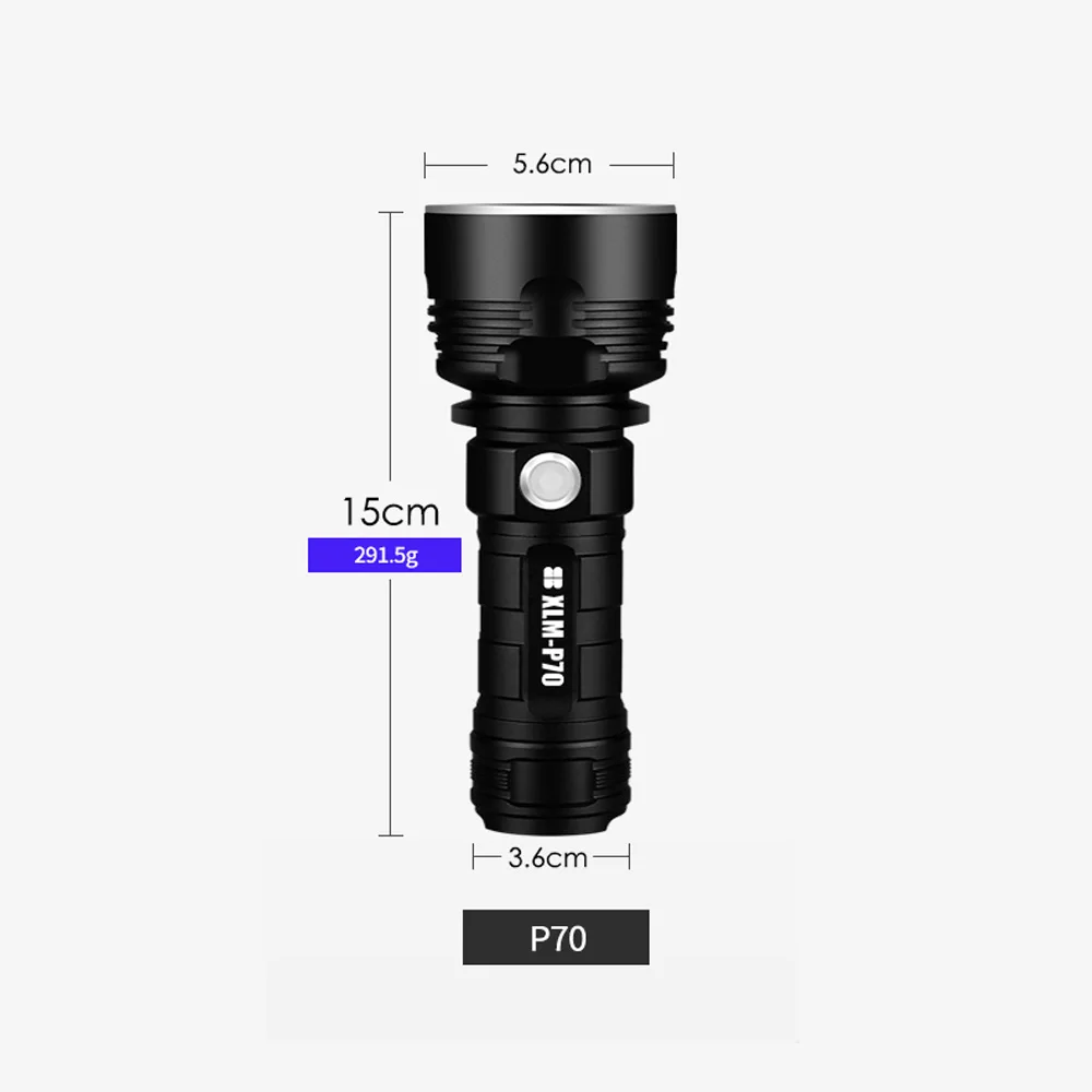 6 LED Flashlight Rechargeable Camping Lamp Work Light High Brightness Torch with Power Display Outdoor Waterproof Emergency Lamp