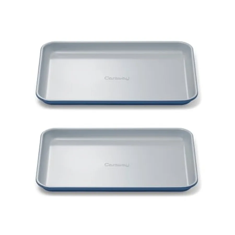 Non-Stick Ceramic Small Baking Sheet Duo Non-Toxic, PTFE and PFOA Free, Oven, Aluminized Steel Core, Mini Sheet Pan for Baking,