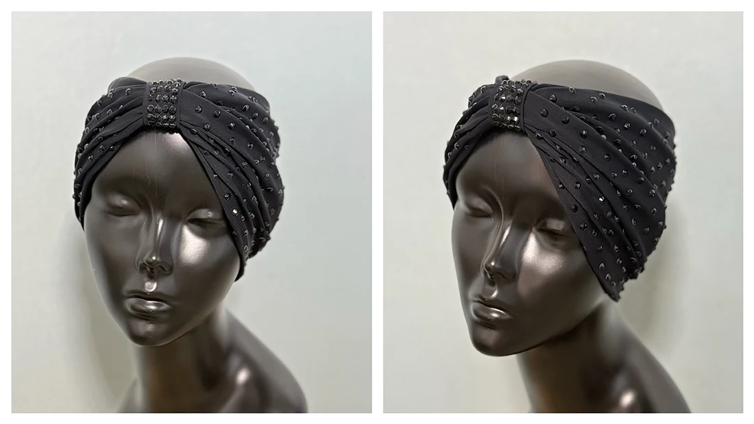 Tiara de dança latina com pregas de borda larga, alças acessórias de diamante, faixa de cabeça profissional multicolorida em dois tons