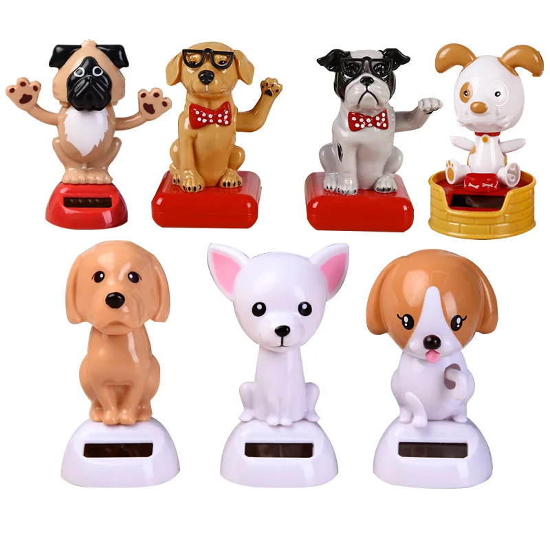 Car Ornaments Solar Powered Dancing Animal Luck Dog Figurine Sway Shake Model Decor Auto Dashboard Interior Voiture Accessories