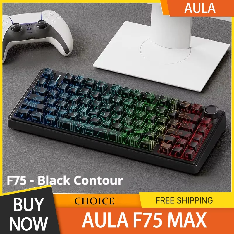 

AULA F75MAX Wireless Bluetooth Mechanical Keyboard Wired Hot-Swap RGB Gamer Keyboard 3Mode 75% 81Keys Gaming Keyboard Controller