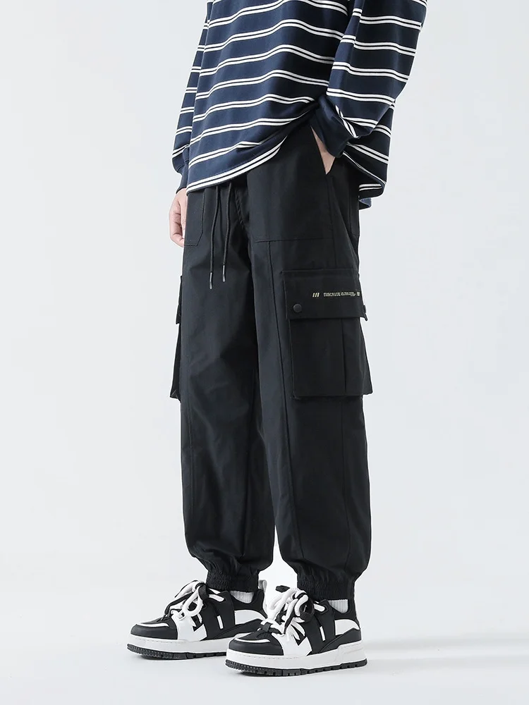 

American Sle Workwear Pants Men's Spring New Loose Straight Leg Trousers with Multiple kets Paratrooper Cuffed Harem