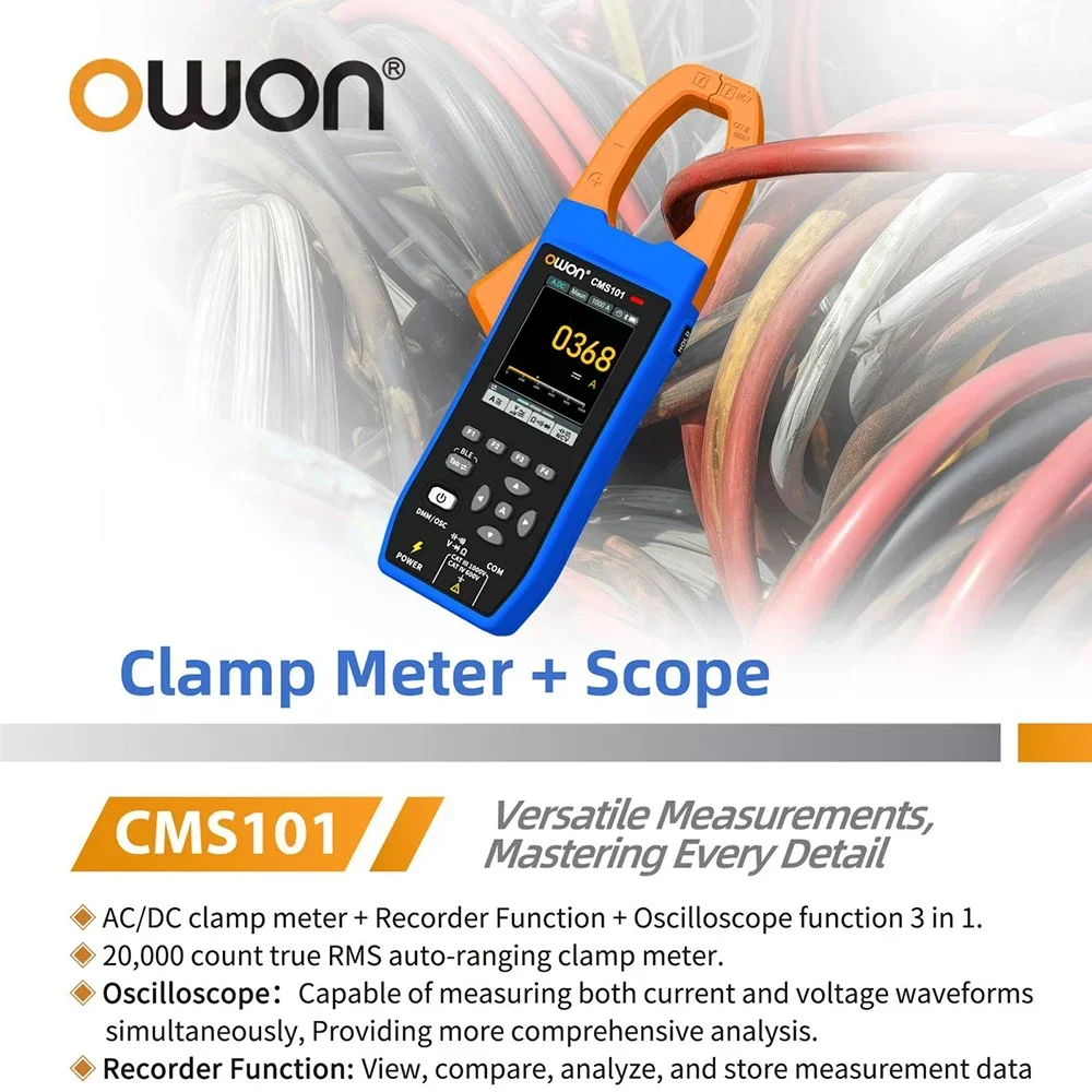 Clamp Oscilloscope CMS101 3-In-1 1000A AC DC With Multi-Function Bluetooth Recorder NCV Detection And IPS LCD Display Screen