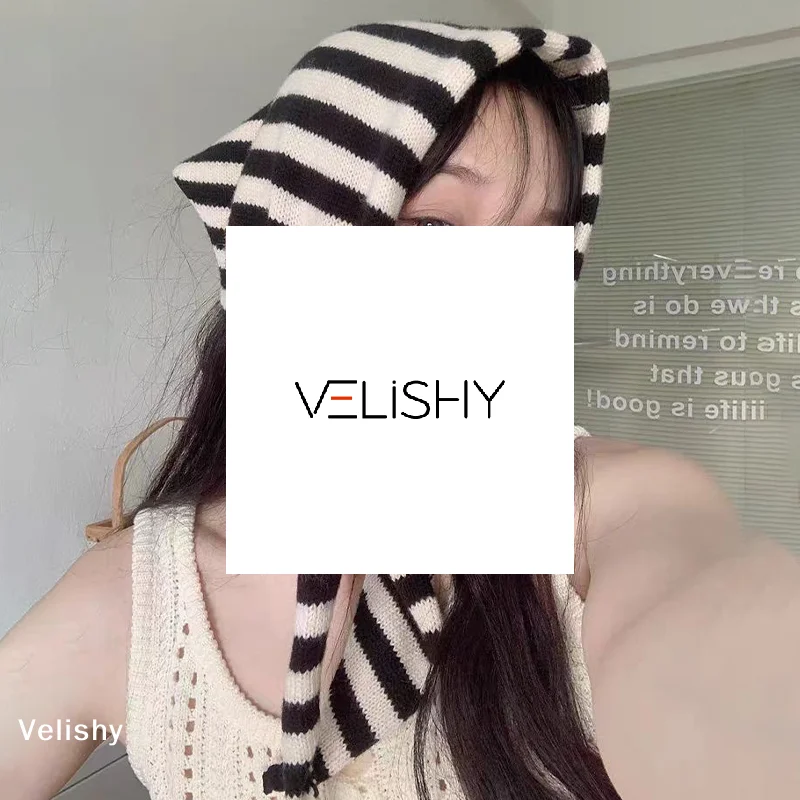 Autumn And Winter Warm Knitted Striped Headscarf Women's Neck Protection Triangle Scarf