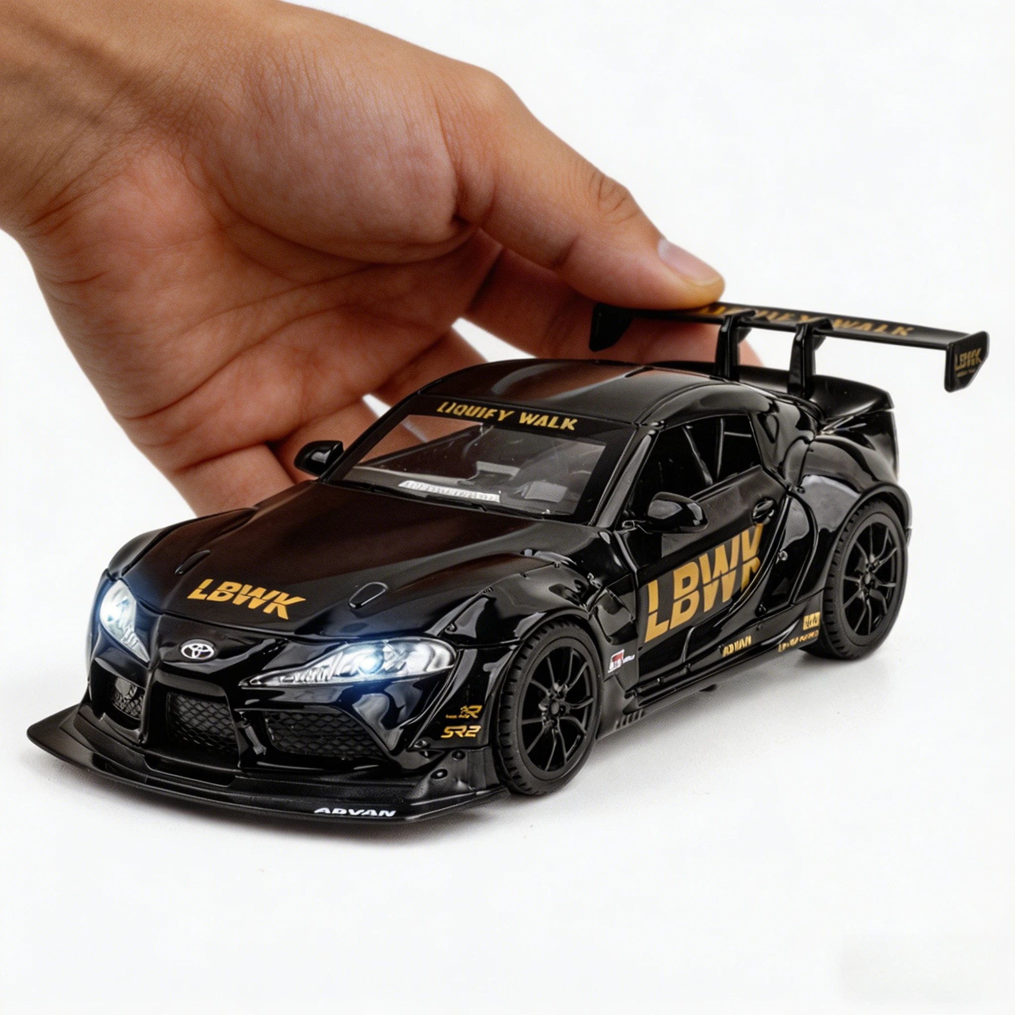 

1:22 Scale Toyota Supra Alloy Racing Car Model Diecast Sound & Light Car Shop Exhibition Decorations Collect Ornaments Gift box