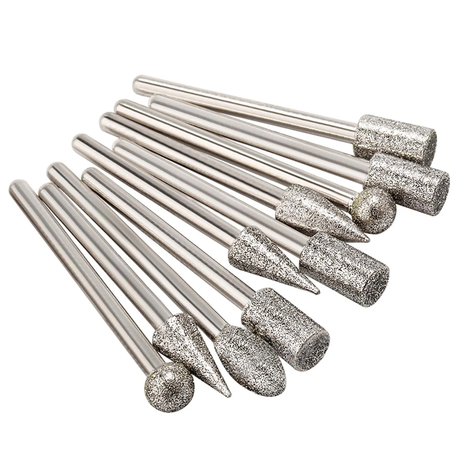 Stone Carving Set Diamond Burr Bits,20PCS Polishing Kits Rotary Tools Accessories with 1/8’ Shank For Carving Grinding Polishing