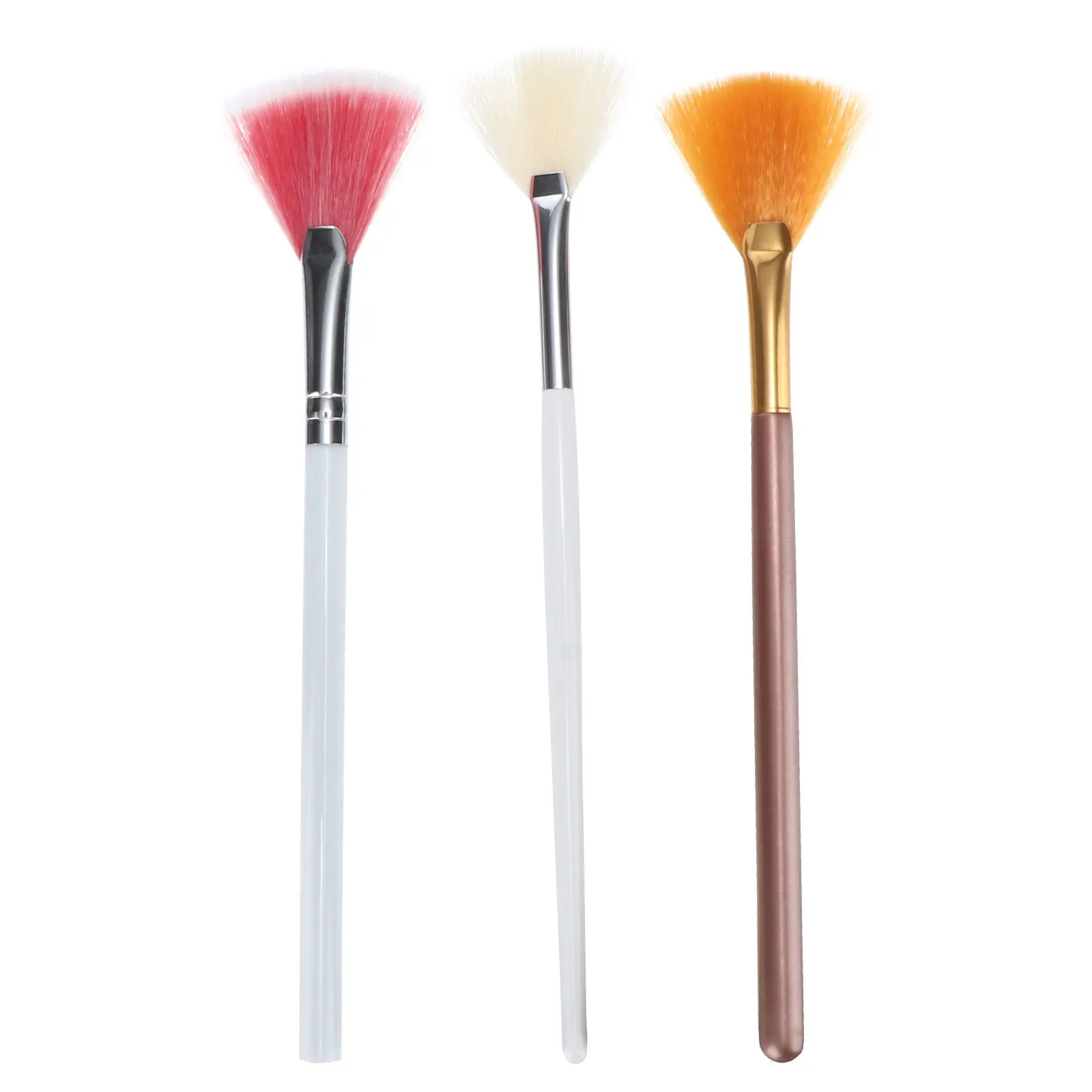 Aplicador de colorete en forma de abanico para resaltar, accesorios, herramienta de aplicación de polvo para contorno de maquillaje, 3 uds.