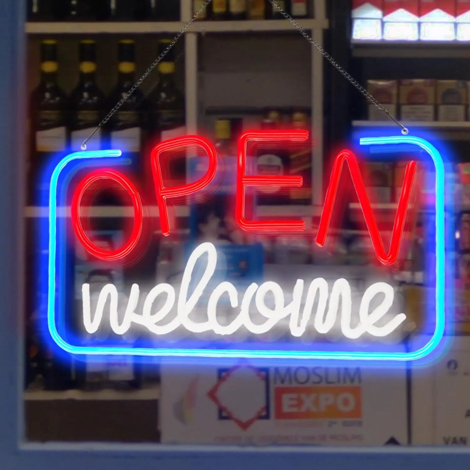 Open Welcome Neon Signs for Business USB Dimmable Neon Light for Window Resturant Bar Coffee Salon Store Decoration Gift