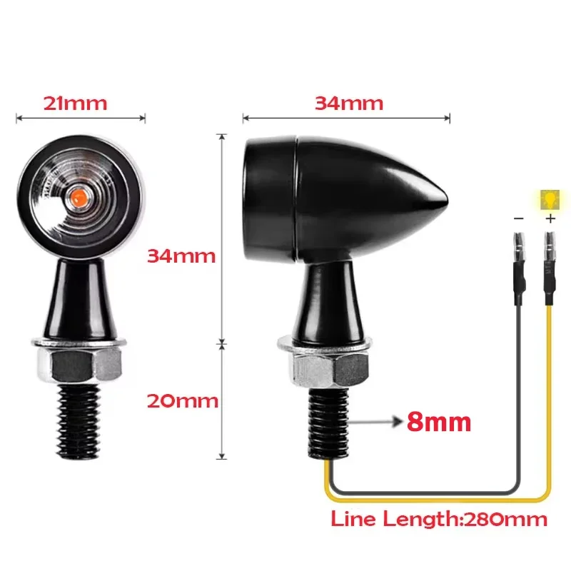 8mm Motorcycle Mini LED Turn Signal Light Bullet Moto Flashing Lights Clignotant 12V Moto Led Turn Signal Lamp For Honda Yamaha