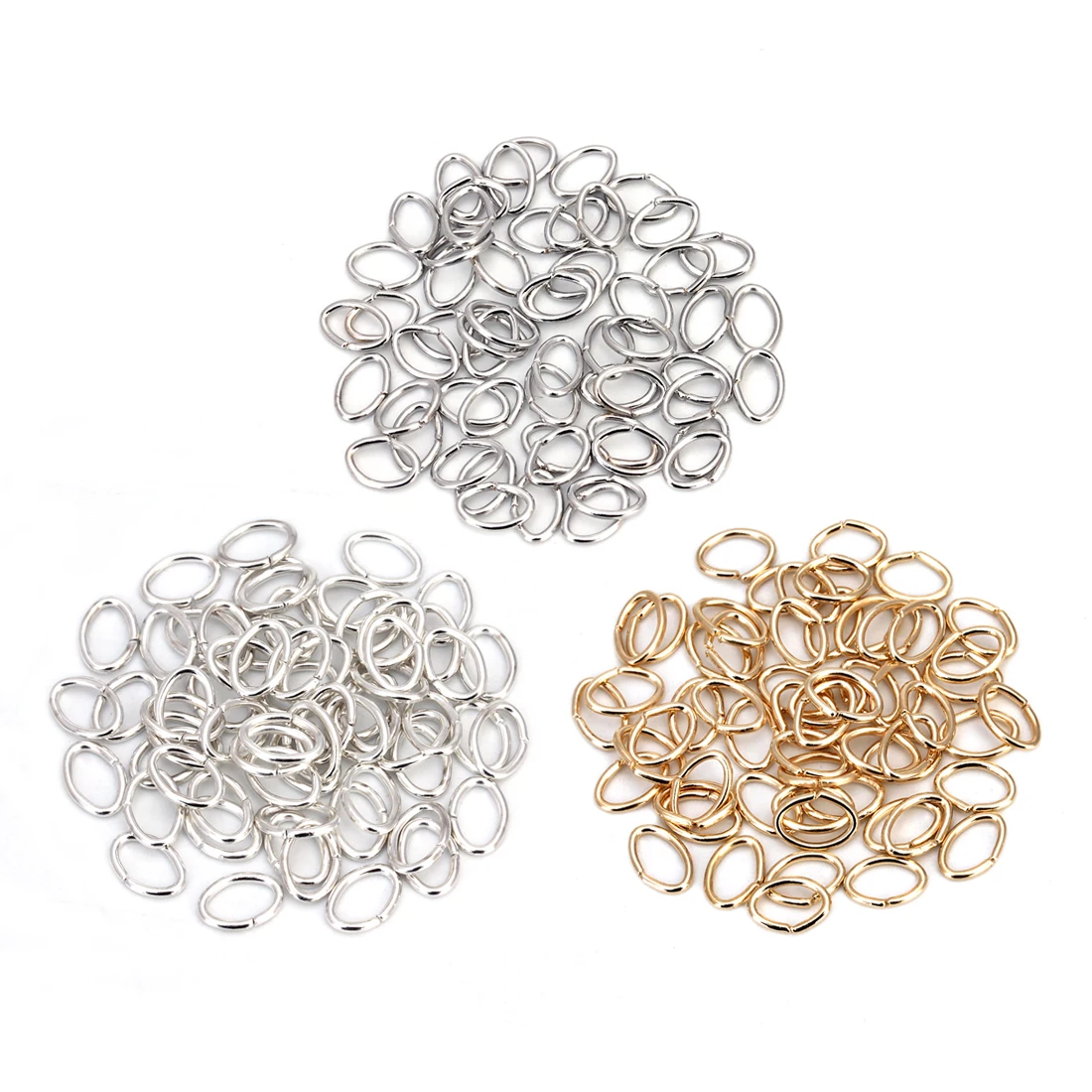 200 Stück 7 mm Biegeringe aus Metall und Eisen, Silber, Rhodium, KC-Goldfarbe, oval, geschlossen, einzelne geteilte Schleifen für Schmuckherstellung, DIY-Armbänder
