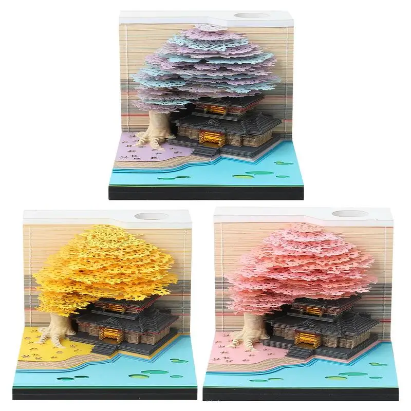 

3D Memo Pad Calendar 2024 Desk Calendar Memo Pad Calendar Model Paper Art DIY Notes Calendar Sculpture 3D Calendar Tear Away