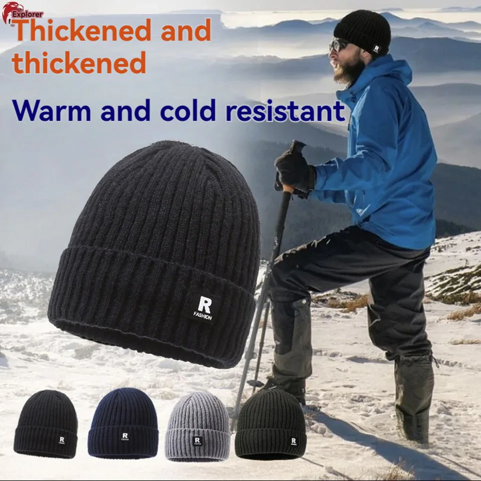LOOGDEEL 겨울 니트 모자 남성 여성 벨벳 양털 스카프 야외 사이클링 스키 따뜻함 모자 두꺼운 플러스 목 보호 모자를 쓰고 있죠