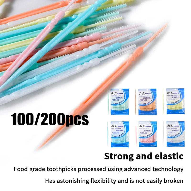 

100/200Pc Disposable Polypropylene Family Double-head High-end Personalized Creative Fruit Sticks Portable Ultra-fine Toothpicks