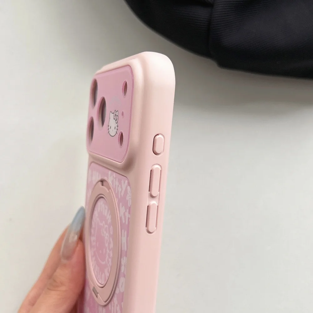 Luxury Pink Blue Yellow Letter KT Magnetic Bracket Hot Sale Phone Case For iPhone 17 15 16 Pro Max Shockproof Protective Cover - Image 5