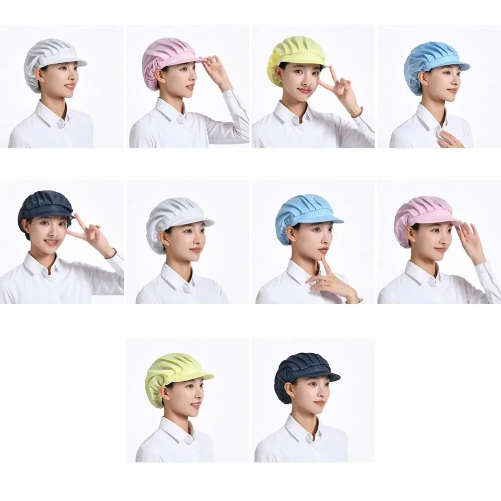 New Cotton Dust Proof Cap Lightweight Solid Color Mesh Cap Chef Cap Canteen Catering