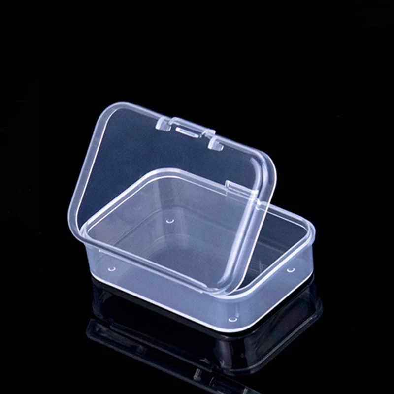 Mini Storage Case Rectangle Clear Plastic Jewelry Case Container Ackaging Box For Earrings Rings Beads Collecting Small Items