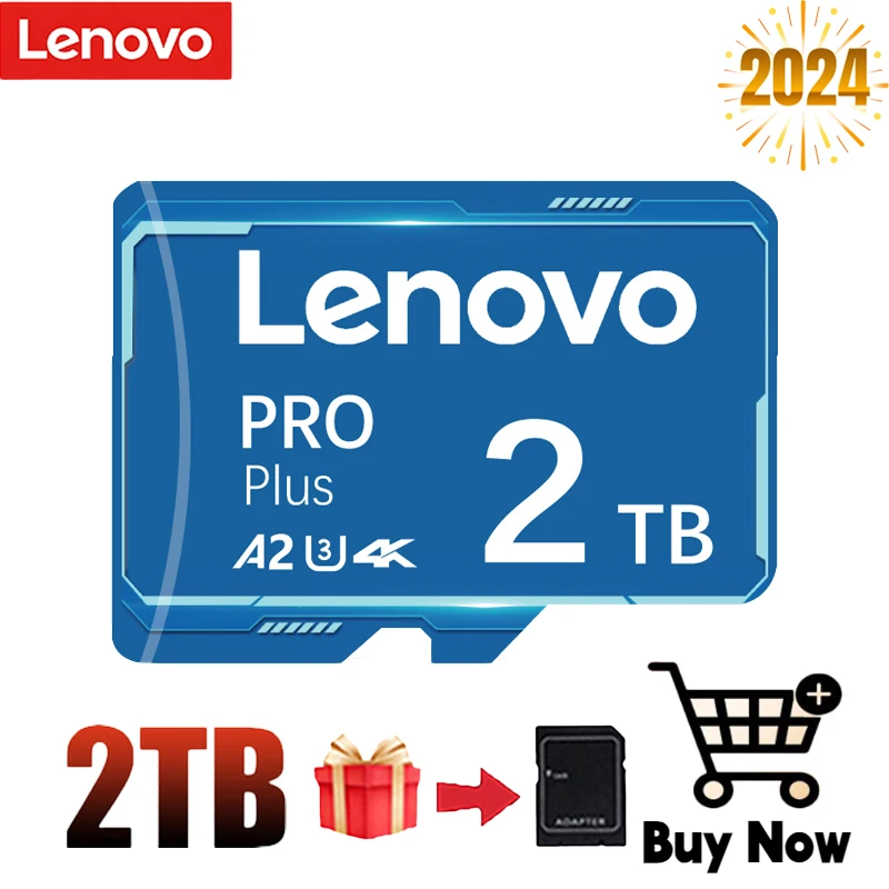 Lenovo-Carte Micro TF SD, 1 To, 2 To, 256 Go, 512 Go, Carte mémoire, Irritation, Carte 10 TF, 128 Go, Mémoire flash TF, Clé USB, Adaptateur gratuit