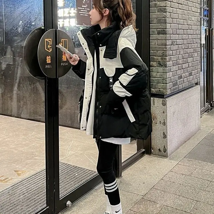 Inverno nero moda donna piumino nuovo Casual con cappuccio cerniera abbigliamento donna giacca donna cappotti tinta unita O117