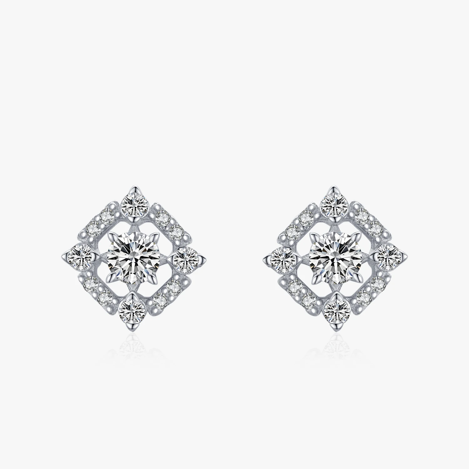 

Shining Clear Zircon Fine Round Square Geometric Design Earrings for Women Fashion 925 Sterling Silver Fashion Jewelry