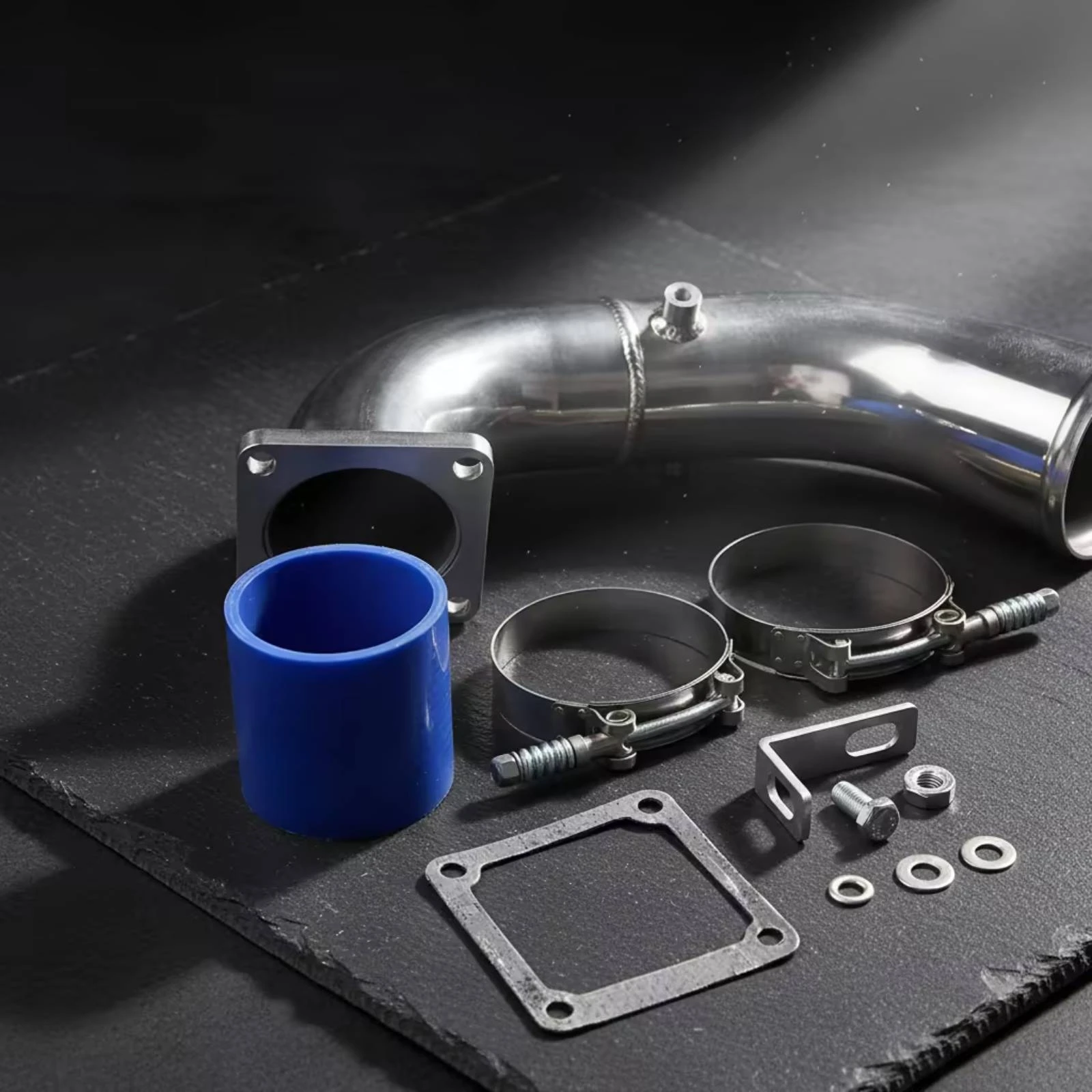 Intake Pipe Kit 3-Inch Intake Tube with Coupler Polished Direct Fit for Car Builders, Engine Bay, Garage Build