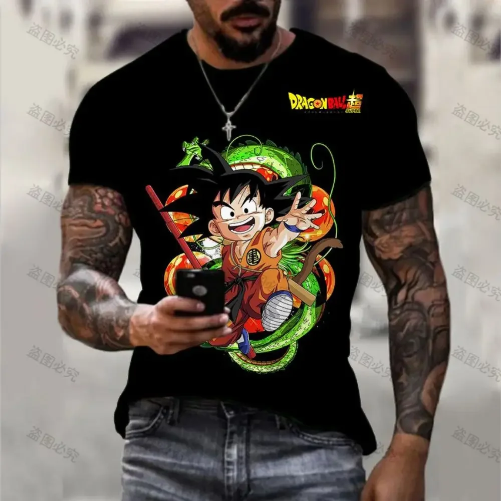 

2024 Vegeta Dragon Ball Z Goku Men's T Shirt Cartoon Y2k Tops Trend Streetwear Summer Parent-child Wear High Street Gym New Wear