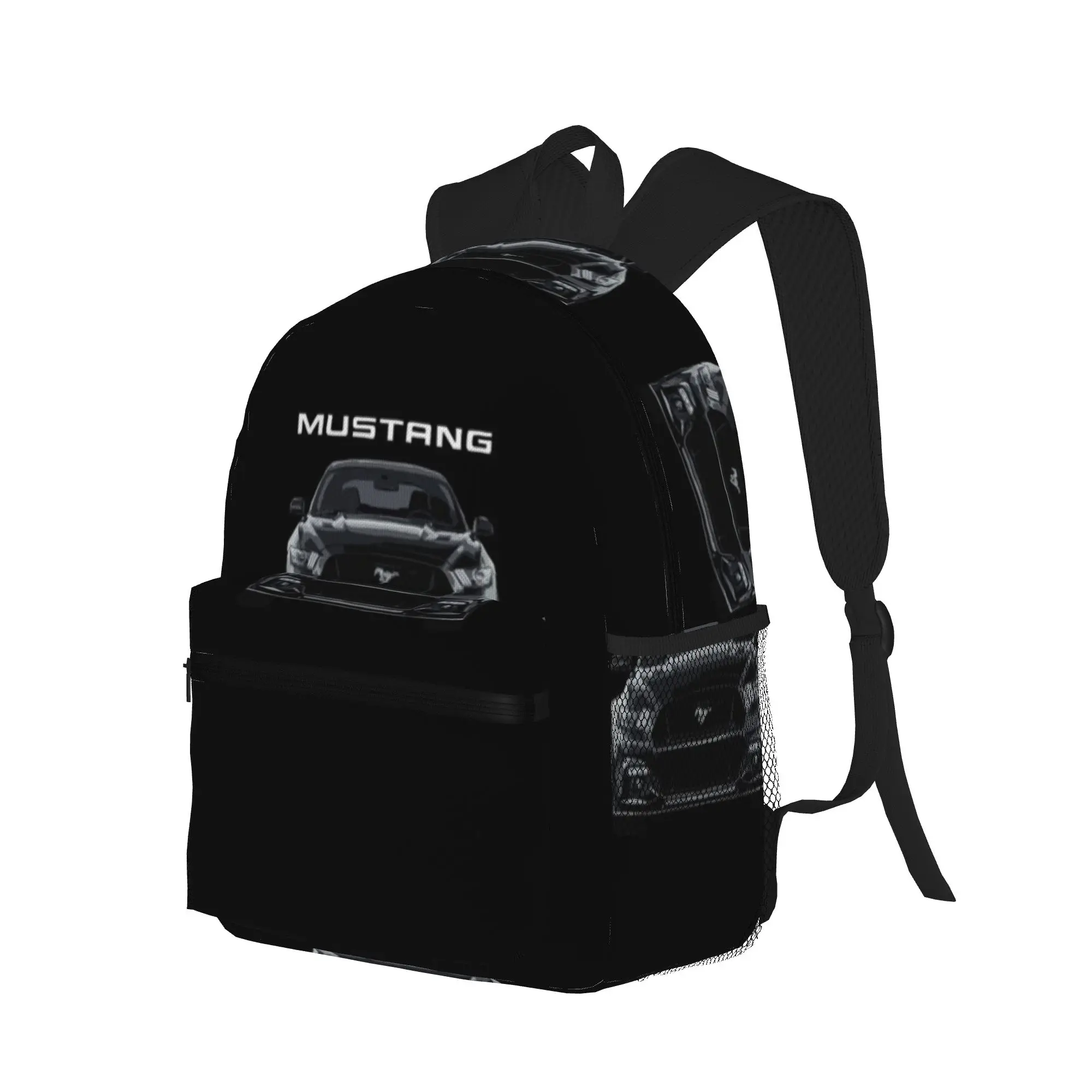 Mustang GT 5 0L V8 Performance Car Shadow Black  Casual Backpack for Students and Adults Bags