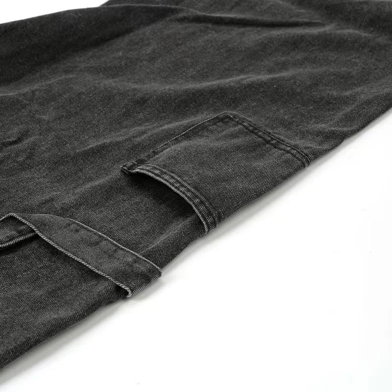 High Waist Men Casual Jeans New Arrival 2026 Spring Vintage Streetwear Solid Color Straight Denim Pants Male Black Trousers N058