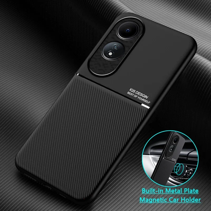 For OPPO A60 4G Case Leather Texture Magnetic Car Holder Phone Case For OPPO A60 A 60 CPH2631 6.67