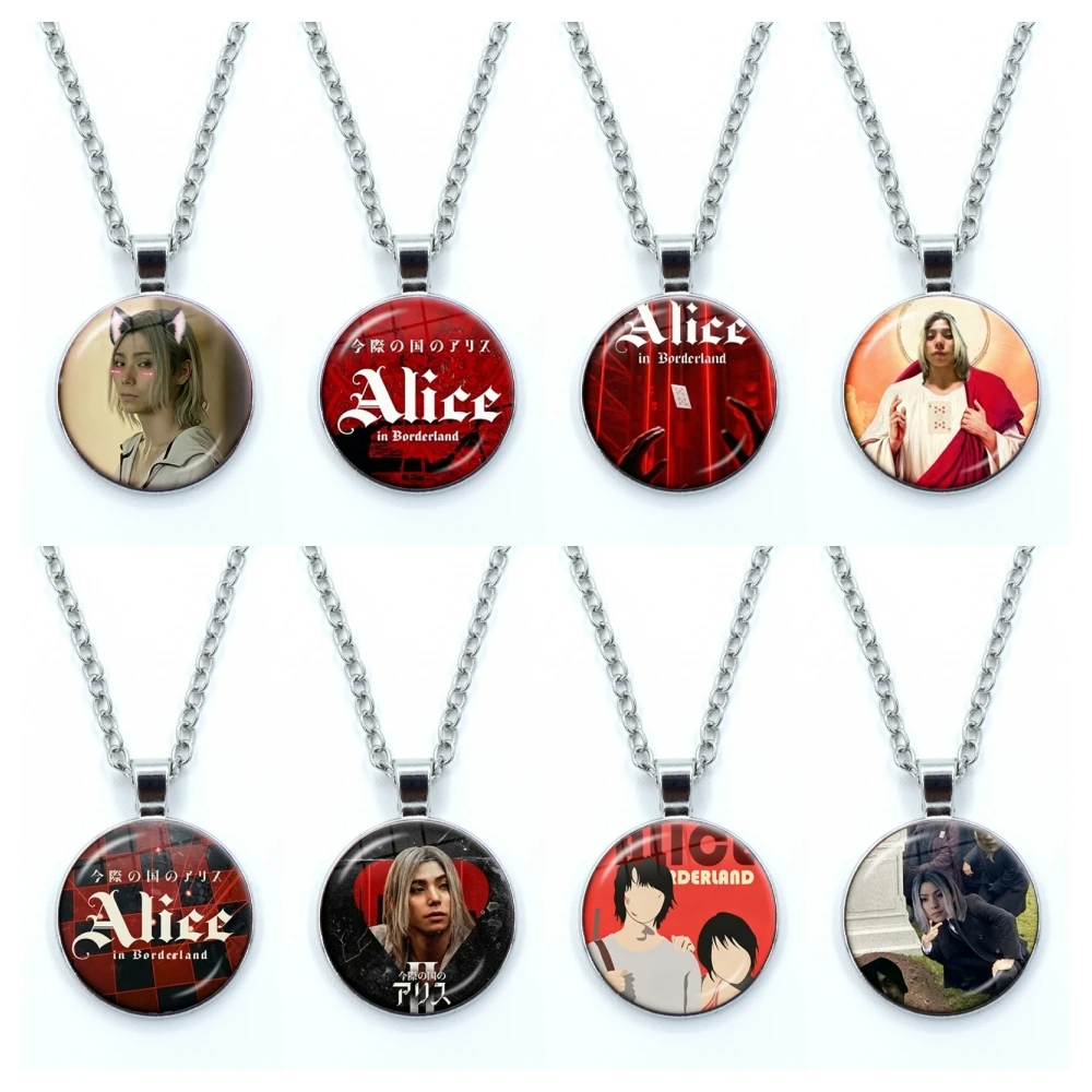 Japan TV Alice in Borderland Necklace for Women Jewelry Chishiya Kuina Glass Pendant Fashion Statement Crystal Necklace