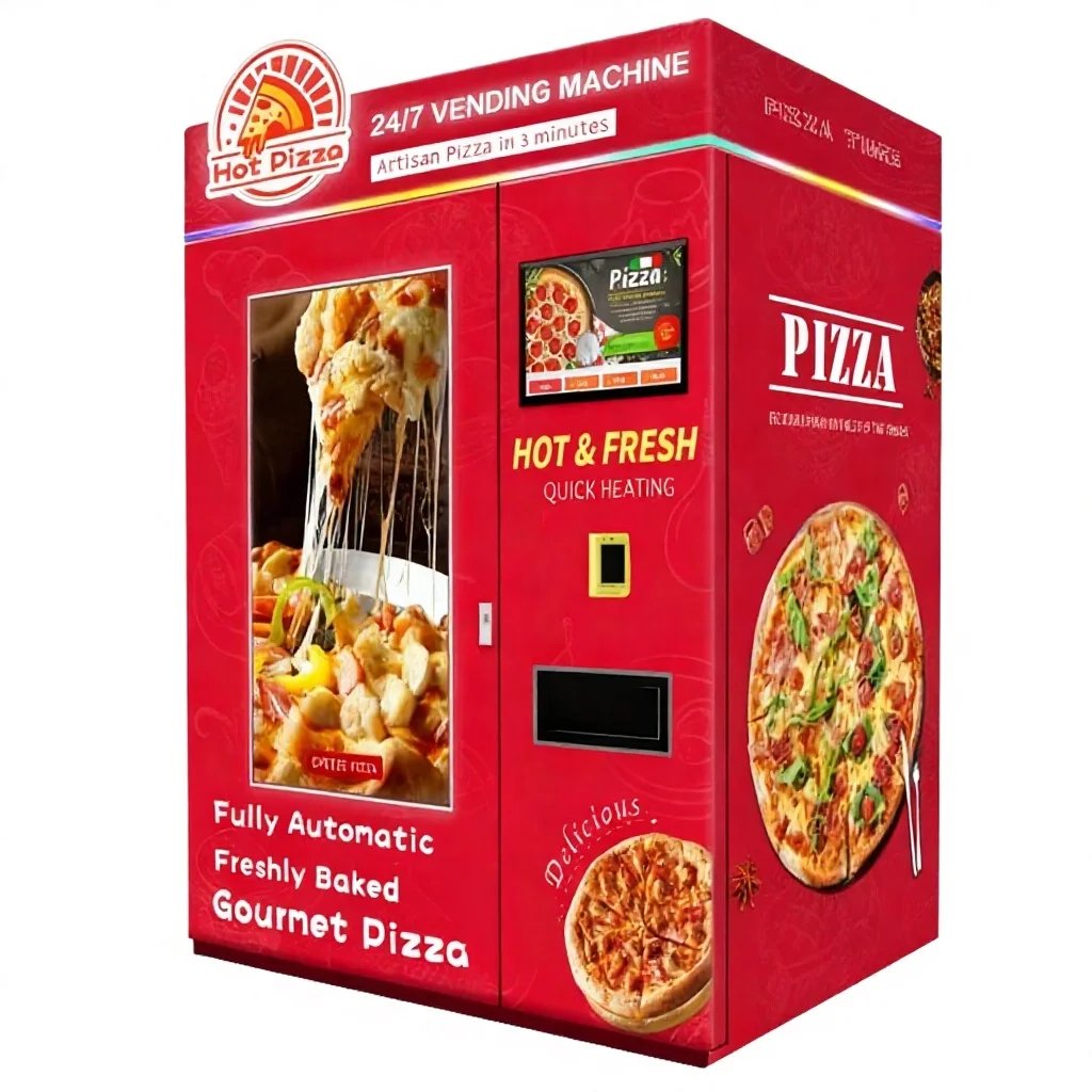 FOODLINE Exhibition Hall Pizza Vending Machine Silent Heating System Multi Flavor Frozen Pizza Storage Rack