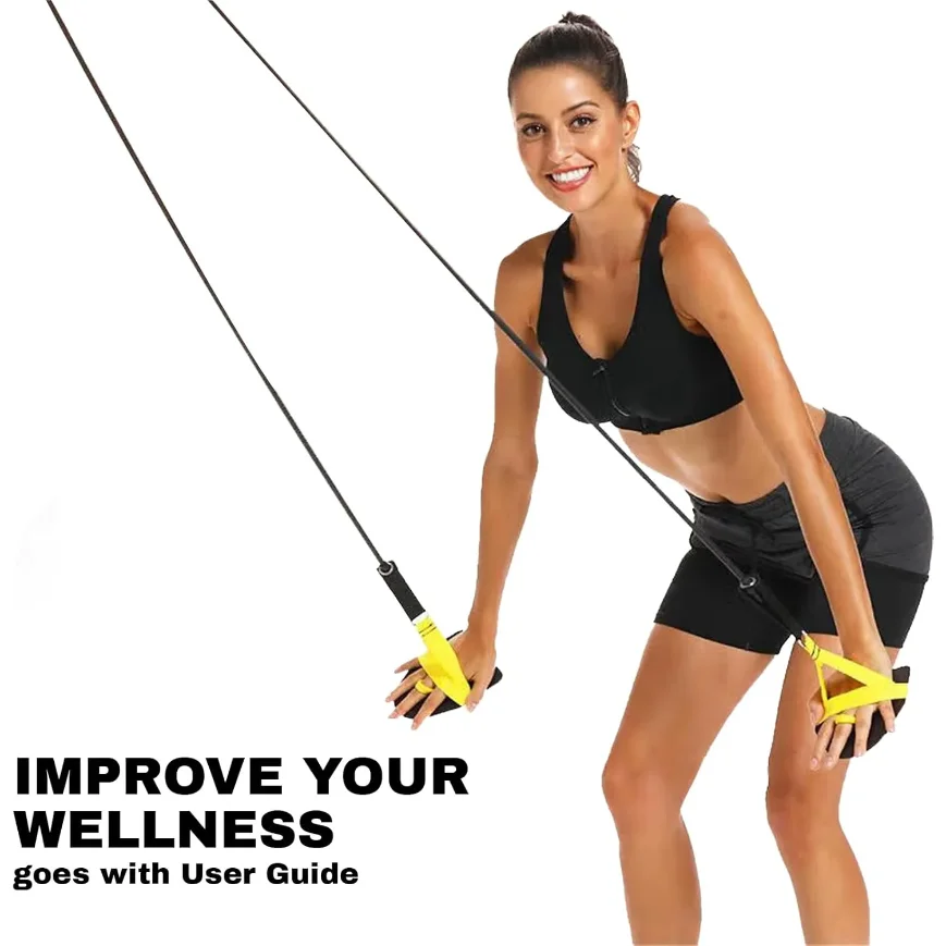 Swimming Resistance Band Set with Hand Paddles Handles Exercise Workout Bands for Men Women 1.2m Stretch Cord