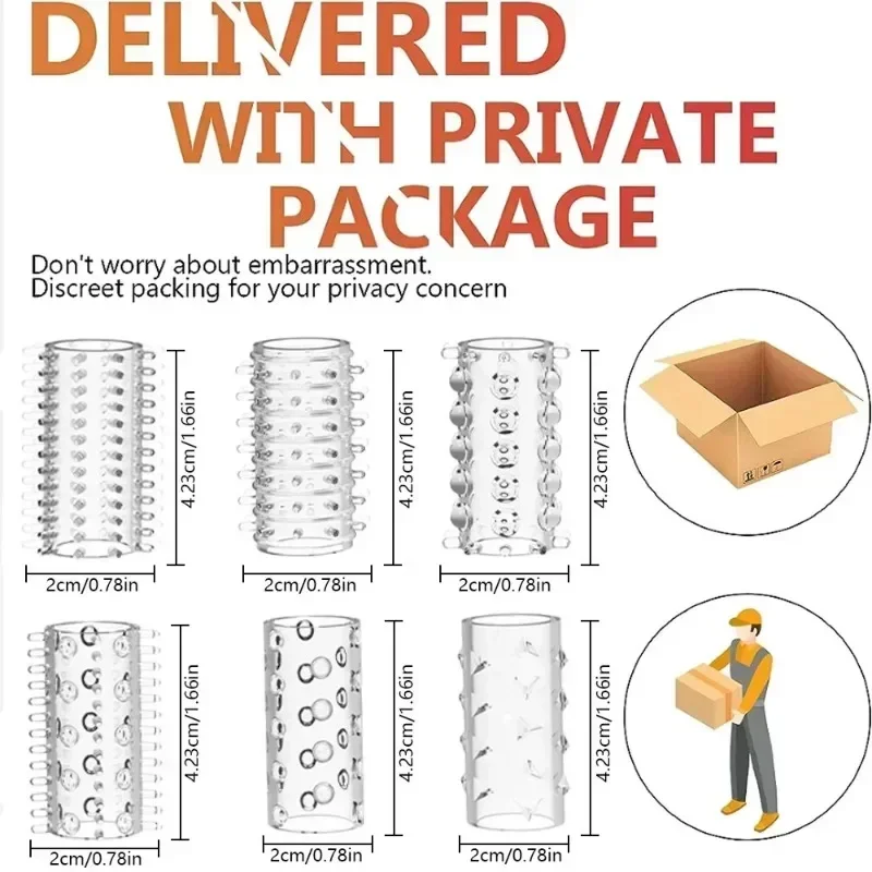 6 قطعة كم القضيب الشفاف الواقي الذكري لعبة الجنس للرجال الانتصاب توسيع قابلة لإعادة الاستخدام تأخير خاتم الديك تحفيز الأزواج ألعاب جنسية 18 #3