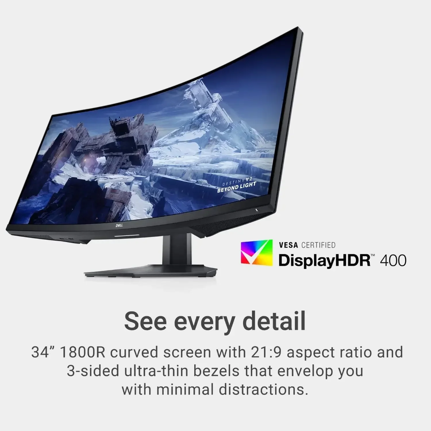 Zakrzywiony monitor do gier S3422DWG — 34-calowy zakrzywiony ekran 1800R z częstotliwością odświeżania 144 Hz, wyświetlacz WQHD (3440 x 1440), HDMI,