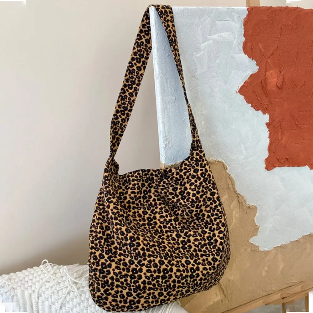 Printed Leopard Canvas Bag Crossbody Bag Large Capacity Print Cloth Bag Handbag Tote Bag Canvas Shoulder Bag Grocery Handbags