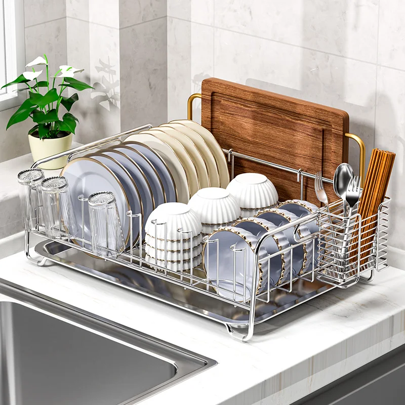 

Stainl Steel 304 Kitchen Storage Ra Di Drainer Basket Bowl Plate Drainage Stand Utensil Holder Countertop Organizer