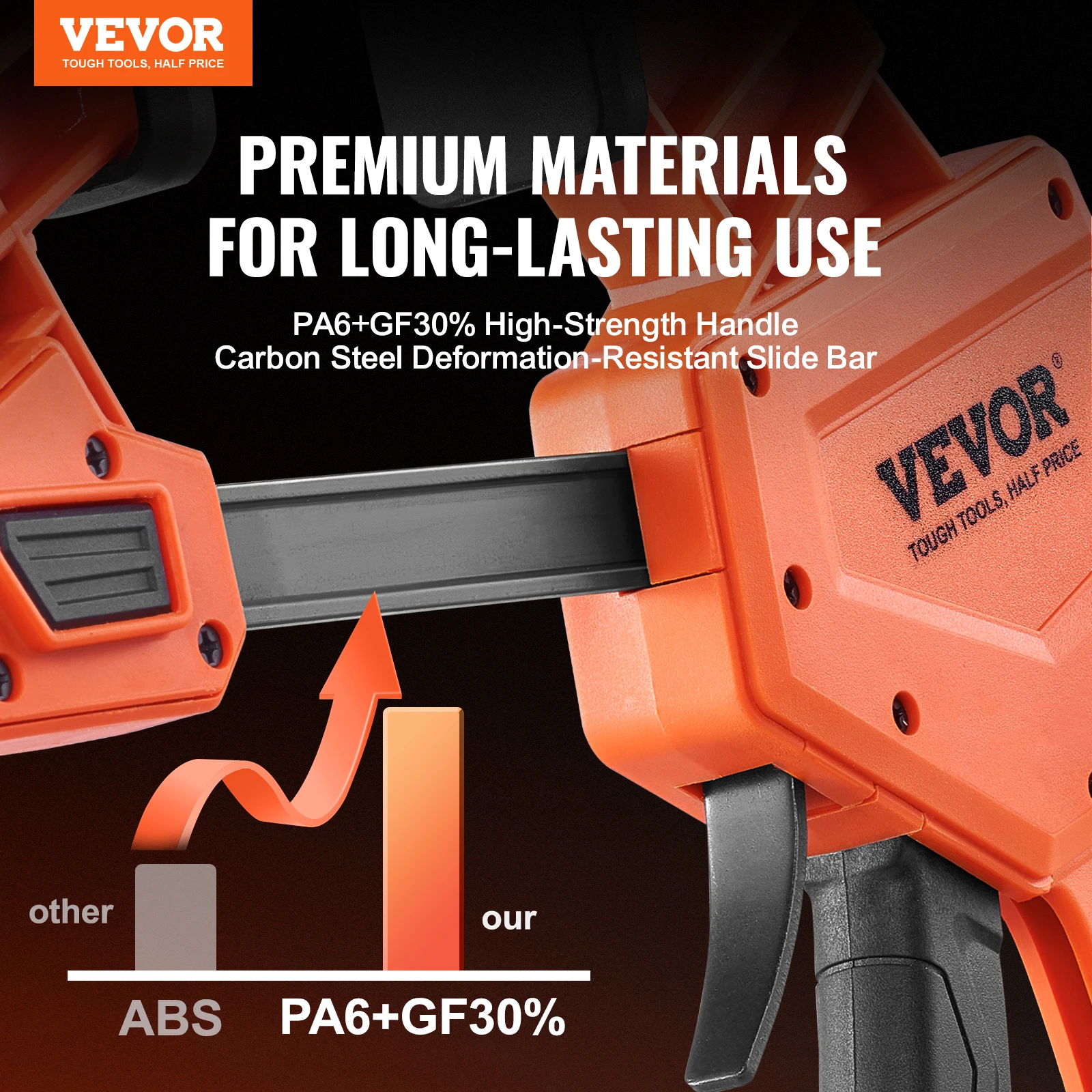 VEVOR Bar Clamps for Woodworking 2-Pack One-Handed Clamp/Spreader Plastic Carbon Steel Wood clamps for Woodworking Metalworking