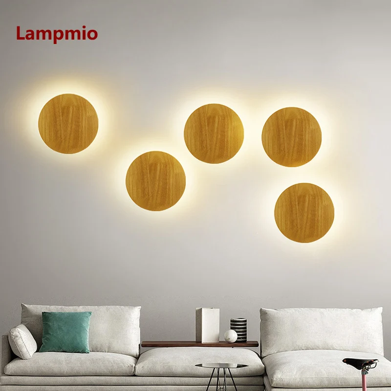 

Lampmio Wooden Wall Lamp For Home Decor Wood Made Wall Sconce Corridor Living Room Background Decor Bedroom Bedside Lighting
