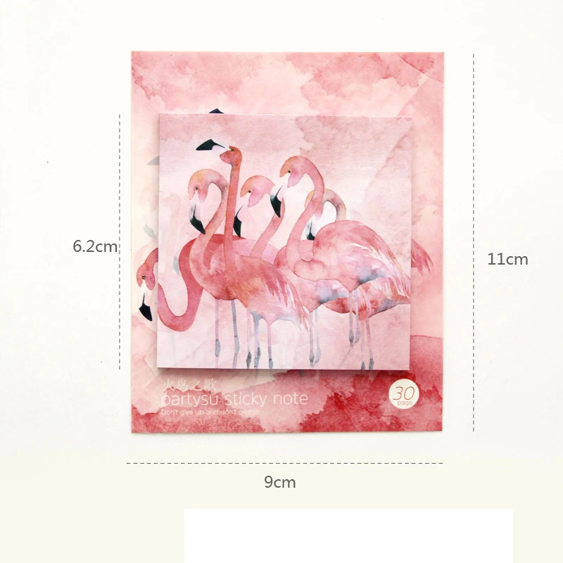 Kawaii Flamingo Sticky Notes Landscape Painting Memo Pad Marble Paper Sticker Notepad Office School Supplies Korean Stationery