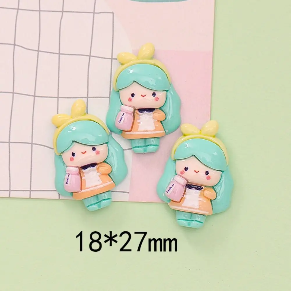 Girls Ornament 3D Girl Resin Flatback Bow Handmade Materials Bow Girl Resin Embellishment Mini Cabochon for 10pcs