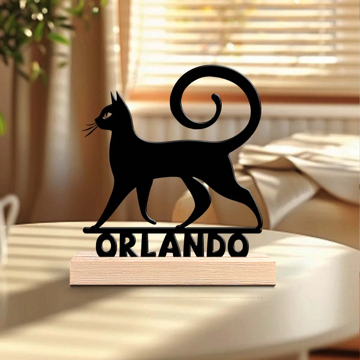 1pc Personalized Desktop Metal Ornaments Customizable Name With Wooden Base Unique Desktop Decoration Custom Gifts