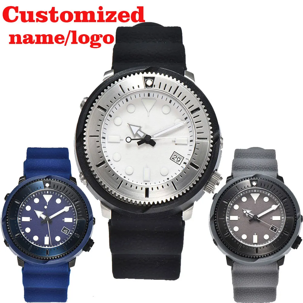 

Men's Watch 45mm Customized Logo Tuna Can Watch Sapphire Glass NH35 Movement Stainless Steel Case Waterproof Watch