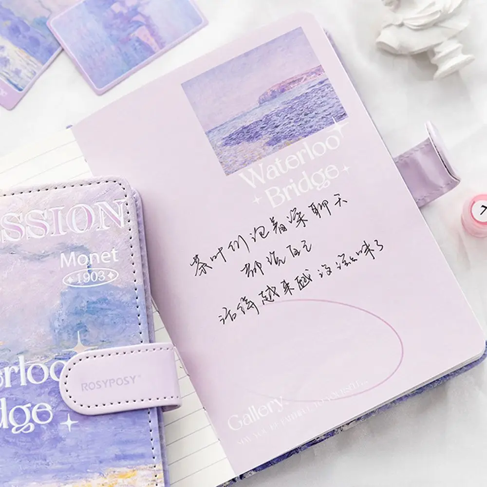 Creativity Creative Magnetic Buckle Oil Painting Writing Pads Landscape DIY Scrapbook Notepad Scenery Notebook Handbook view 3